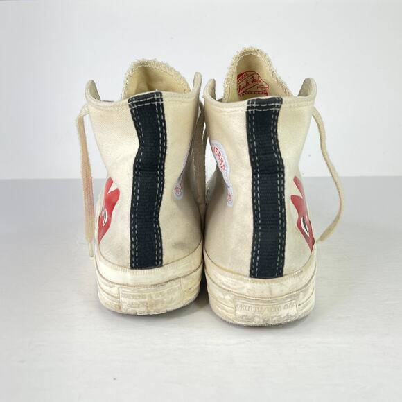 Converse x PLAY Comme des Garçons Chuck 70 High Top Sneakers FLAW White M7, W9 - Picture 3 of 11